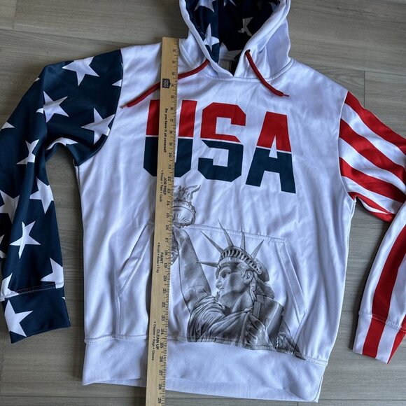 Greater Half‎ American Flag 4th Of July Hoodie Large Men’s Stars And Stripes - Picture 4 of 10